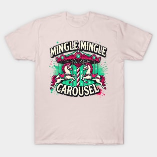 Mingle Carousel Horse Matching Doodle Parody Play Squid Pun T-Shirt